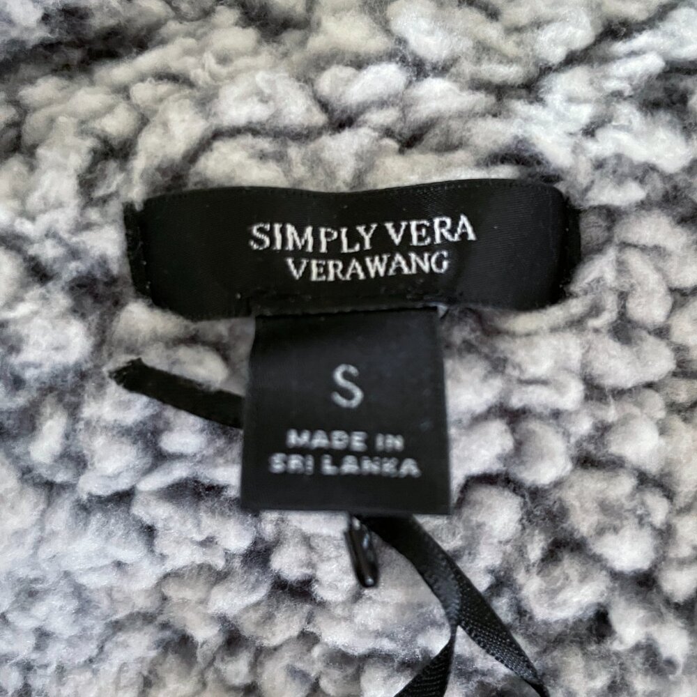 NEW Women Simply Vera Vera Wang Sherpa Faux Fur Plush Sleep Cardigan Bed Jacket - Picture 4 of 12